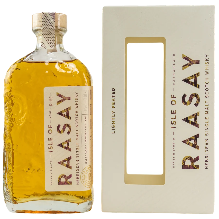 Isle of Raasay whisky bottle and box