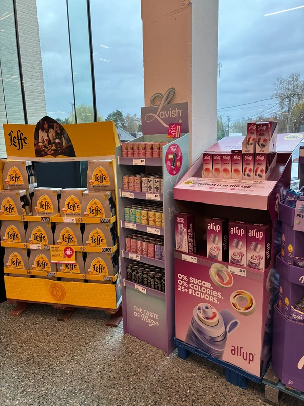 Lavish display in a national supermarket chain, next to Leffe and Airup