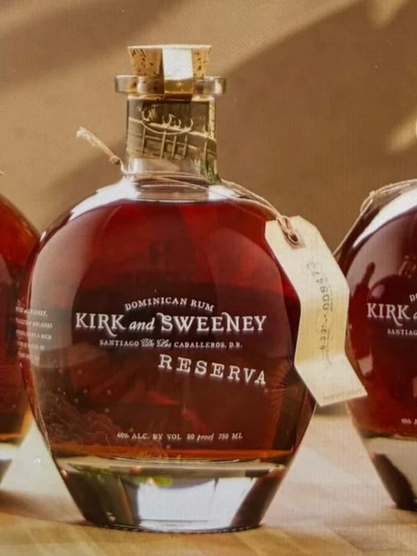 Kirk and Sweeney rum bottles at an independent beverage retailer