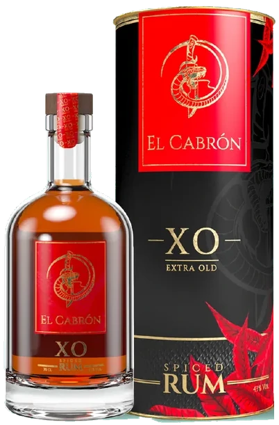El Cabrón XO spiced rum bottle and tube